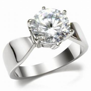 4CT CZ SOLITAIRE STAINLESS STEEL RING-6 sizes